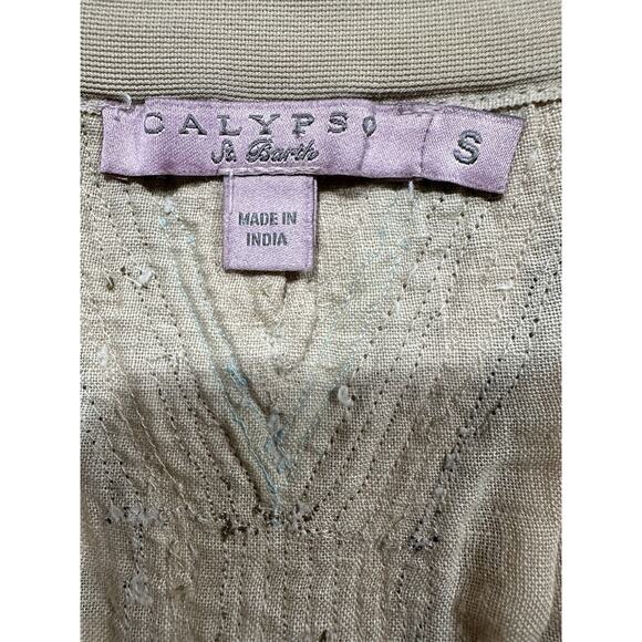 Calypso St. Barth Kai Skirt Nautilus Linen Mini Skirt Small Tan - Picture 2 of 6